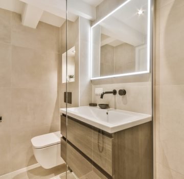 Bright elegant bathroom interior in a luxury house